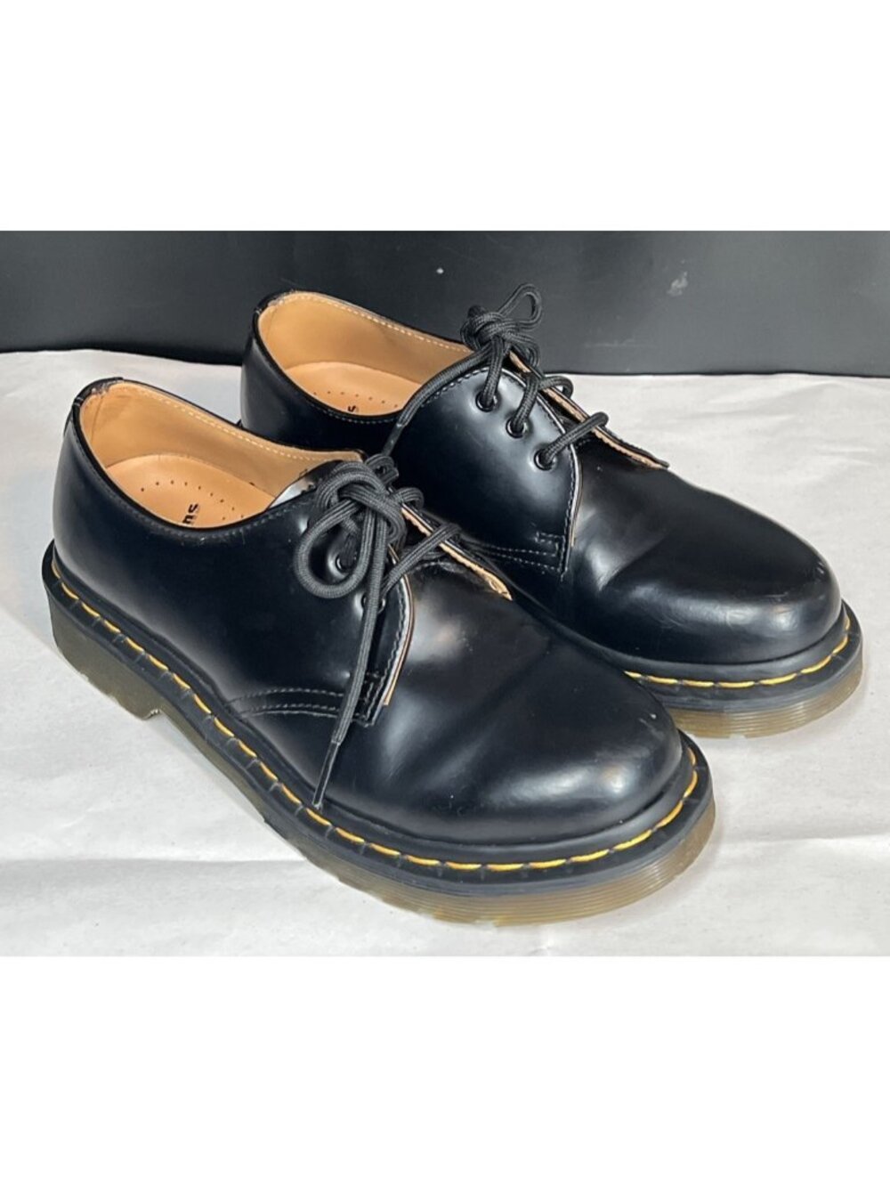 Dr. Doc Martens Black Smooth Leather Oxford Shoes Women's Size 6 Derby 3 Eye